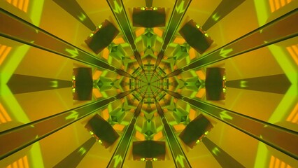 Colorful tunnel video loop creating an immersive experience with geometric shapes and vibrant lights fluctuating in a seamless display