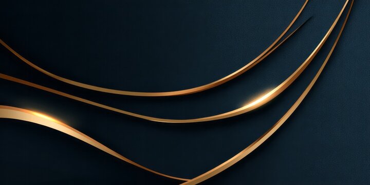 Elegant dark background features flowing, illuminated metallic curved lines - Powered by Adobe