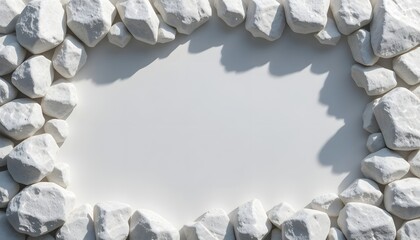 White Stone Frame with Empty Center on Light Background