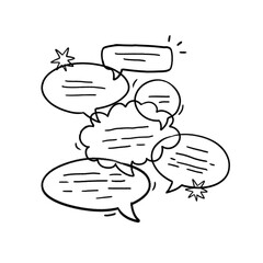 Pop up many thoughts conversation hand drawn doodles 