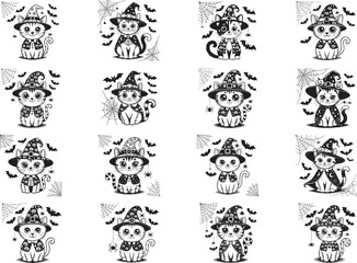 Patchwork Halloween Cat SVG Witch Cat