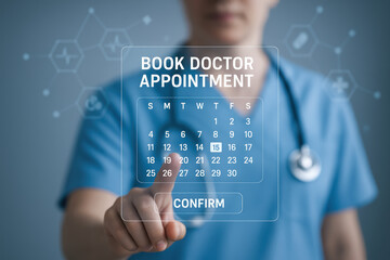 Booking doctor appointment through an interface calendar brings convenient medical scheduling and easy confirmation steps