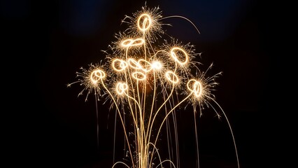 Long exposure shot capturing trails of light creating a floral arrangement effect against black