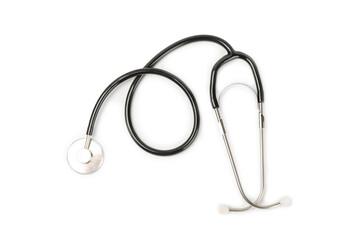 Stethoscope isolated on white background. Medical instrument. Medical concept. Healthcare. Health Day.Doctor equipment. Cardiology. Heart disease.Lung diagnostics.Diagnosis of respiratory inflammation