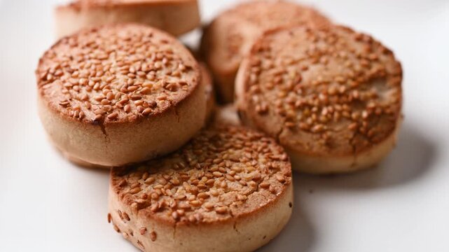 Traditional Spanish mantecados dessert or Christmas shortbread cookies