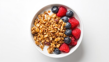 DIY yogurt bowl topped with berries and granola - nutritious eating concept