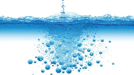 effervescence. Scientific illustration of bubbles rising through liquid and bursting at the surface. STEM education sheets.