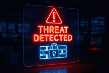 Threat detected warning alert and protection bring urgent risk defense signals securing digital systems