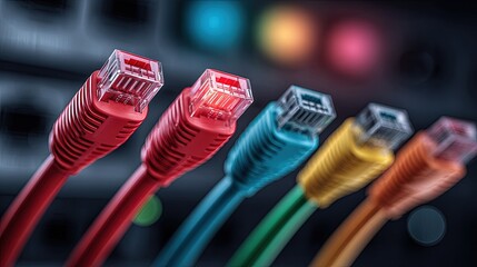 Colorful Network Cables In Server Room