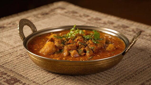 Brass dish filled with assorted cuisine, emphasizing cultural diversity