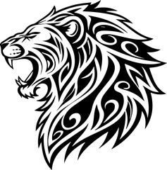 Roaring Tribal Lion Head – Style Vector