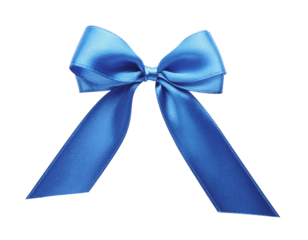 Vibrant blue satin ribbon bow decoration for gifts and crafts beautiful festive accessory isolated on transparent background