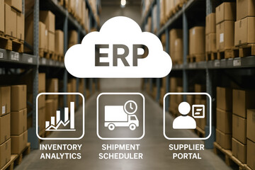 ERP inventory analytics optimize management system and business shipment supplier processes with efficiency