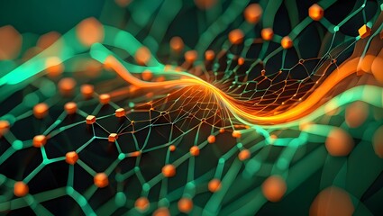 Abstract DNA strand on black background with blue light design