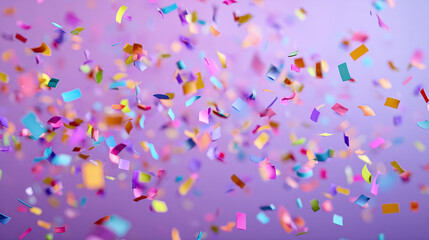 Colorful confetti floating in the air. The image evokes a sense of celebration and joy