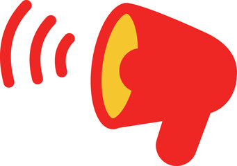 a red megaphone shouting with sound waves