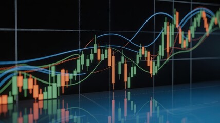Colorful stock market graph showing the rise and fall of financial data