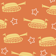 orange tank seamless pattern vector cartoon design for kids apparel fullprint design