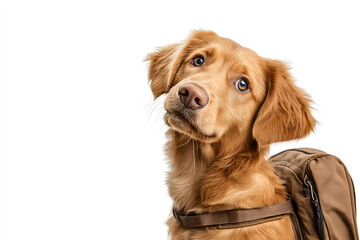 An adorable golden retriever puppy isolated on white background