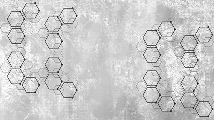 Abstract Geometric Hexagonal Pattern on Textured Grey Background