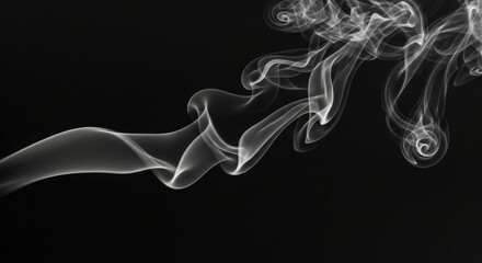 Abstract Smoke Plumes Swirls Isolated Black Background Mystical Effect Aroma Incense Creative Graphic Design Ethereal Elegant Vapor Curve