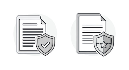 Documents with security shields icons representing data protection confidentiality and privacy vector