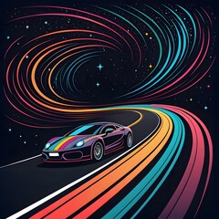 Night city traffic with cars on the road