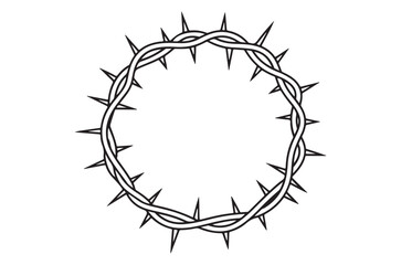 Crown of thorns religious vector symbol, Circle of thorns icon