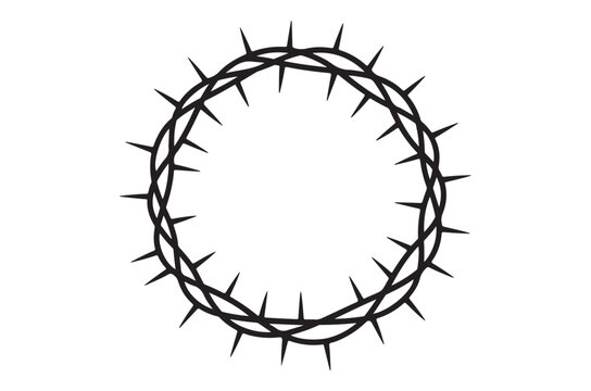 Crown of thorns religious vector symbol, Circle of thorns icon