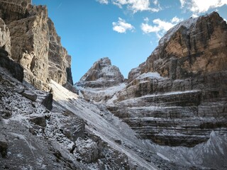 winter hiking in dolomiti di brenta italy

