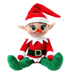 Festive Christmas Elf Doll Toy Elf with Red Hat and Green Suit Holiday Plush Toy Celebration Black