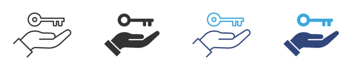 Hand holding a key icon set, for security access  , vector illustration . © Icon Atelier