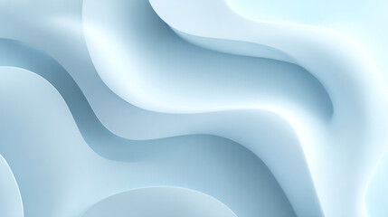 Abstract fluid waves in shades of blue creating a sense of calm and flow. The composition of soft, rippling forms provides a soothing aesthetic