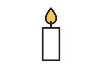 Candle burning, light flame creating warmth, spiritual remembrance, religion, hope, illustration with transparent background