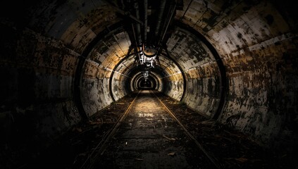 Fototapeta premium Historic tunnel from the Stalin era, a segment of the WWII defense network