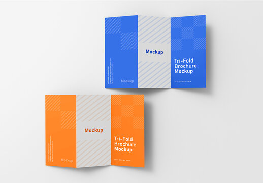 Top View Tri-Fold Brochure Mockup