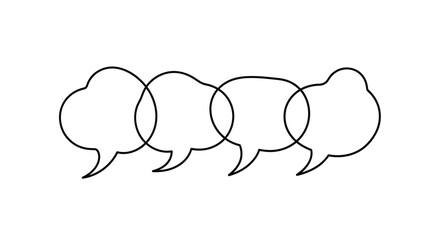 Four hand drawn speech bubbles communicating ideas conversation dialogue flow vector