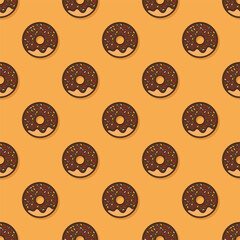 Seamless pattern, donuts on a brown background