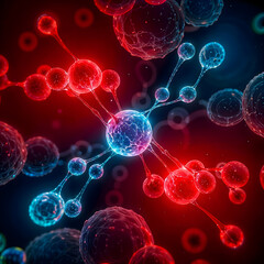 Nanobots regenerating human cells, futuristic biotechnology and nanomedicine, 3d render