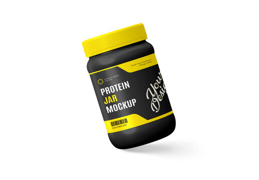 Plastic Nutritional Supplement Protein Bottle Jar Mockup