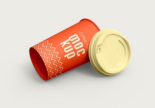 Lying Paper Disposable Coffee Cup Mockup