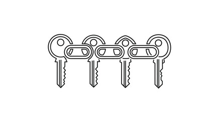 Row of four interconnected keys symbolizing access security and opportunity objects vector