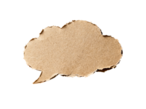 Rustic Cloud Shaped Communication Bubble with Textured Edges.