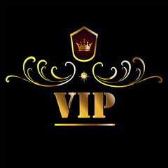 Luxury VIP Gold Label with Crown and Ornaments