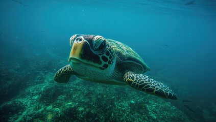 Fototapeta premium Close-up of a turtle underwater