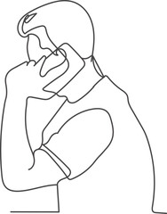 Minimalist Man Talking on Phone Line Art – Modern Continuous One Line Drawing Representing Communication, Technology, and Business Concept