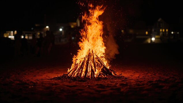 Bonfire, a gathering around warmth and light, promoting social connection