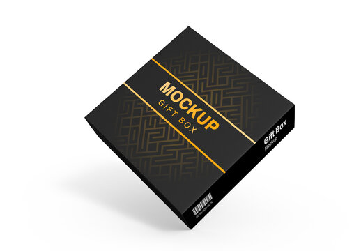 Square Gift Box Packaging Mockup