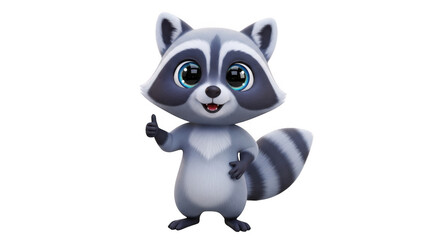 Fototapeta premium Raccoon waving hello with a friendly expression digital art illustration