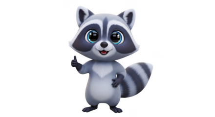 Raccoon waving hello with a friendly expression digital art illustration